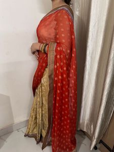 Elegant Red &amp; Gold Traditional Saree