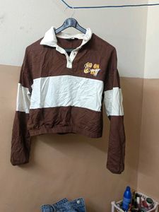 Brown & White Crop Top