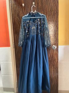 32 Bust Blue Embellished Maxi Dress