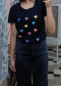 Heart Print Cotton Tshirt