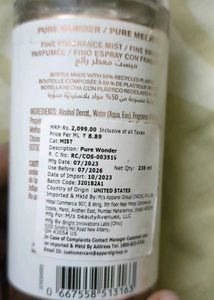 Purewonder Body Mist 10ml Bath And Bodyworks Sampl