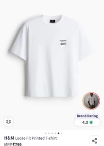 H&amp;M White &#39;New York&#39; Loose Fit T-Shirt