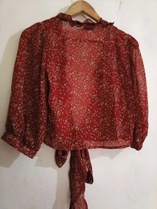 Red Floral Top/Shrug