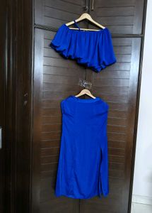 And Women One Shoulder Waterfall Skirt Co-ord Set