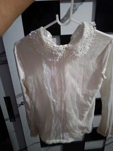Elegant White Pearl Lace Top💗