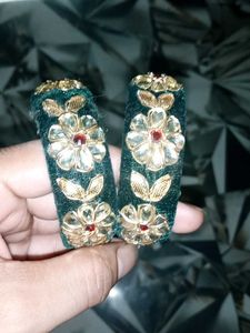 Emerald Velvet Floral Bangles