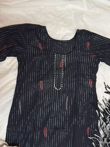 Black Zari Striped Suit Set
