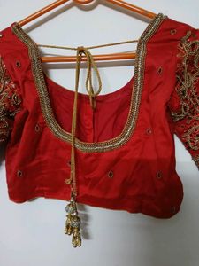 Red Customized Aari Worked Blouse