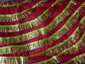 Red &amp; Gold Fringe Bridal Duppatta