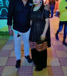 Black Suit With Plazzo    (FREE EARING)