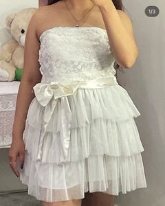 Gorgeous White Tube Frill Party Dress