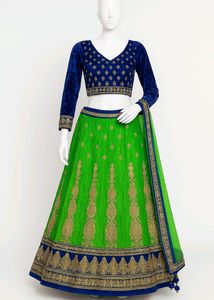 Blue & Green Lehenga Set