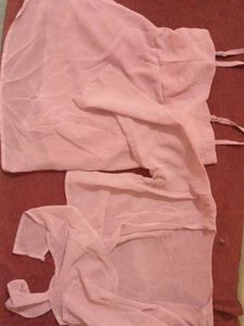 Sheer Pink 2-piece Tie-Front Top