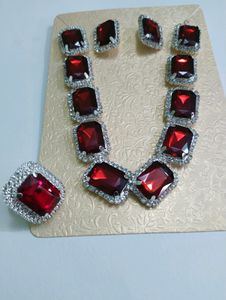 Maroon Color Necklace Set With Free Ring