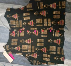 Varanga Black Multicolour Crop Top