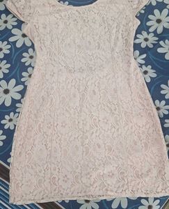 Backless Peach Lace Body fitting Dress