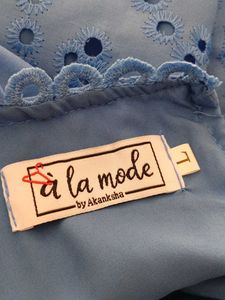 Blue Schffli Crop Top