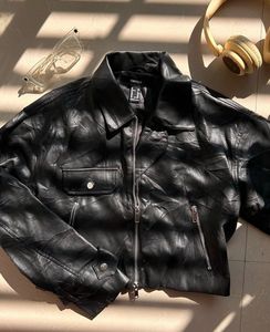 cropped leather jacket