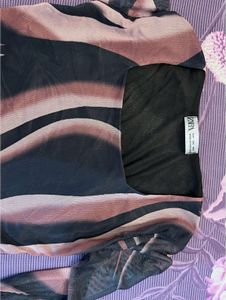 Zara Printed Mesh Top