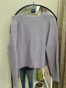 Lilac Ribbed Knit Cardigan