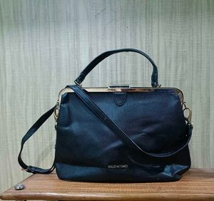 Valentino Black Leather Top Handle Crossbody Bag
