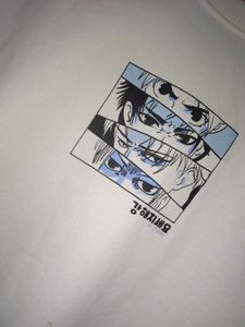 White Full Sleeve Anime Printed Sweatshirt