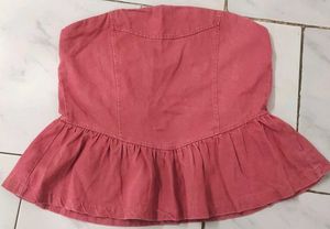 Peplum denim Tube Top