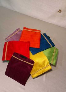 Set of 10 colorful Raw Silk potlis