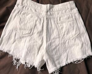 Torn White Denim Shorts