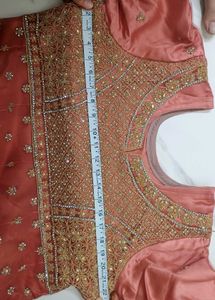 Pink Golden Work Jacket Sharara Set