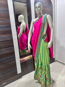 Pink &amp; Green Saree