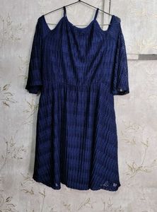 Navy Blue Cut Out Shoulder Dress