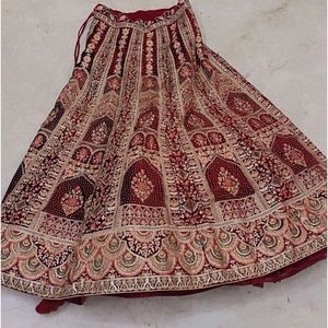 Maroon Velvet Lehenga Choli(one Time Use)