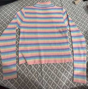 Striped Pastel Turtleneck Top