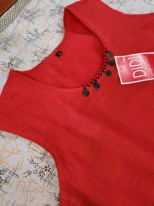New Red Bohemian Sleeveless Kurta
