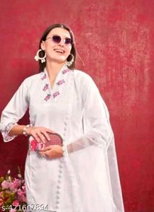 Elegant White Embroidered Kurta Set
