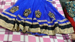 A Pretty Blue Colour Dress Party Wear Only Anarkali Suit For Pretty Ladies Size 34 Full Length In Good Condition But It Is Old No Any Damages Looking New Net Cloth Material