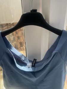 Blue Off Shoulder Crop Top