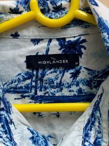 White And Blue Printed Shirt For Men