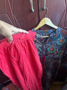 Beautiful unused anarkali kurti with red leggins
