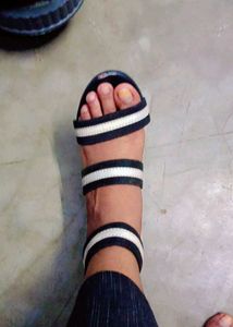 Striped Ankle Strap Sandals