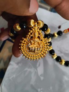 Black &amp; Gold Goddess Pendant Necklace