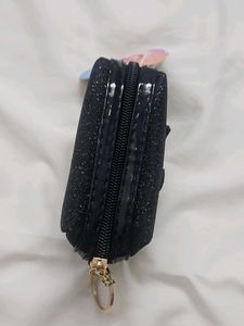 Glam Black Swan Glitter Pouch
