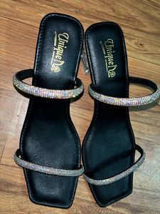 Unique Black Rhinestone Heels