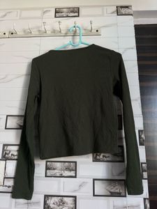 Olive Green Long Sleeve Top