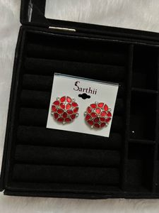 Sarthii Red Gemstone Earrings