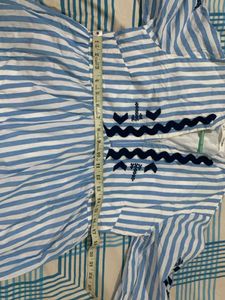 blue and white stripping frock with lining