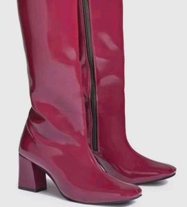 Stylish Burgundy Knee-High Boots