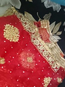 Red Embellished wedding Dupatta