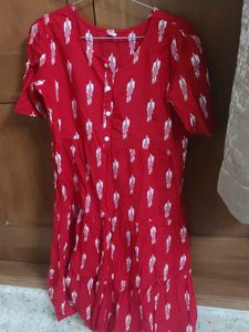 Red Printed Casual Dress